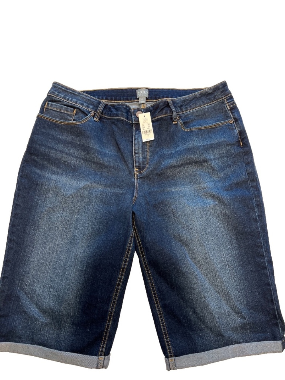 Soho Jeans Shorts Womens 16 XL Curvy Bermuda NEW Blue Cuffed